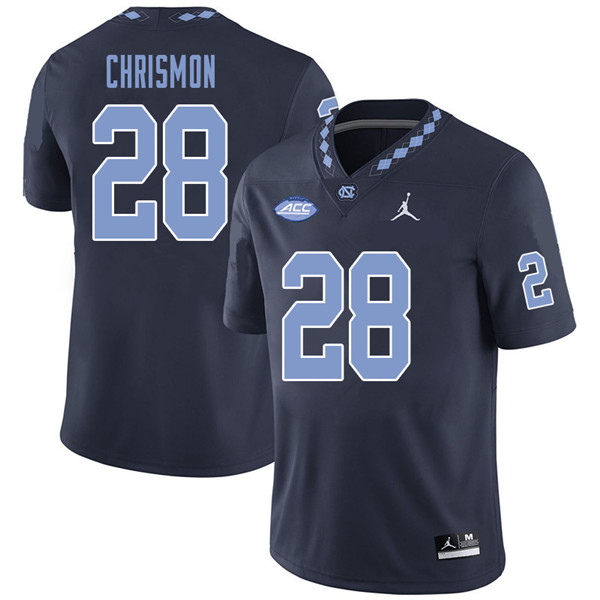 Jordan Brand Men #28 Austin Chrismon North Carolina Tar Heels College Football Jerseys Sale-Navy